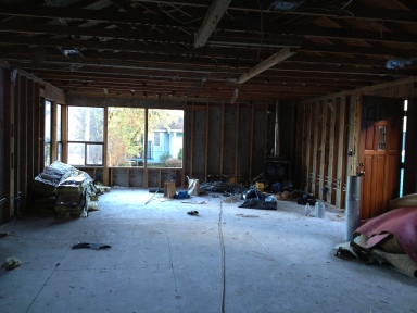 Spaciousness exposed after the interior walls came down.